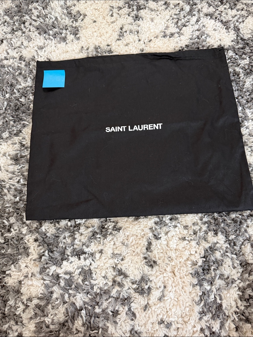 Saint Laurent Black Fabric Dust Pouch with White Logo